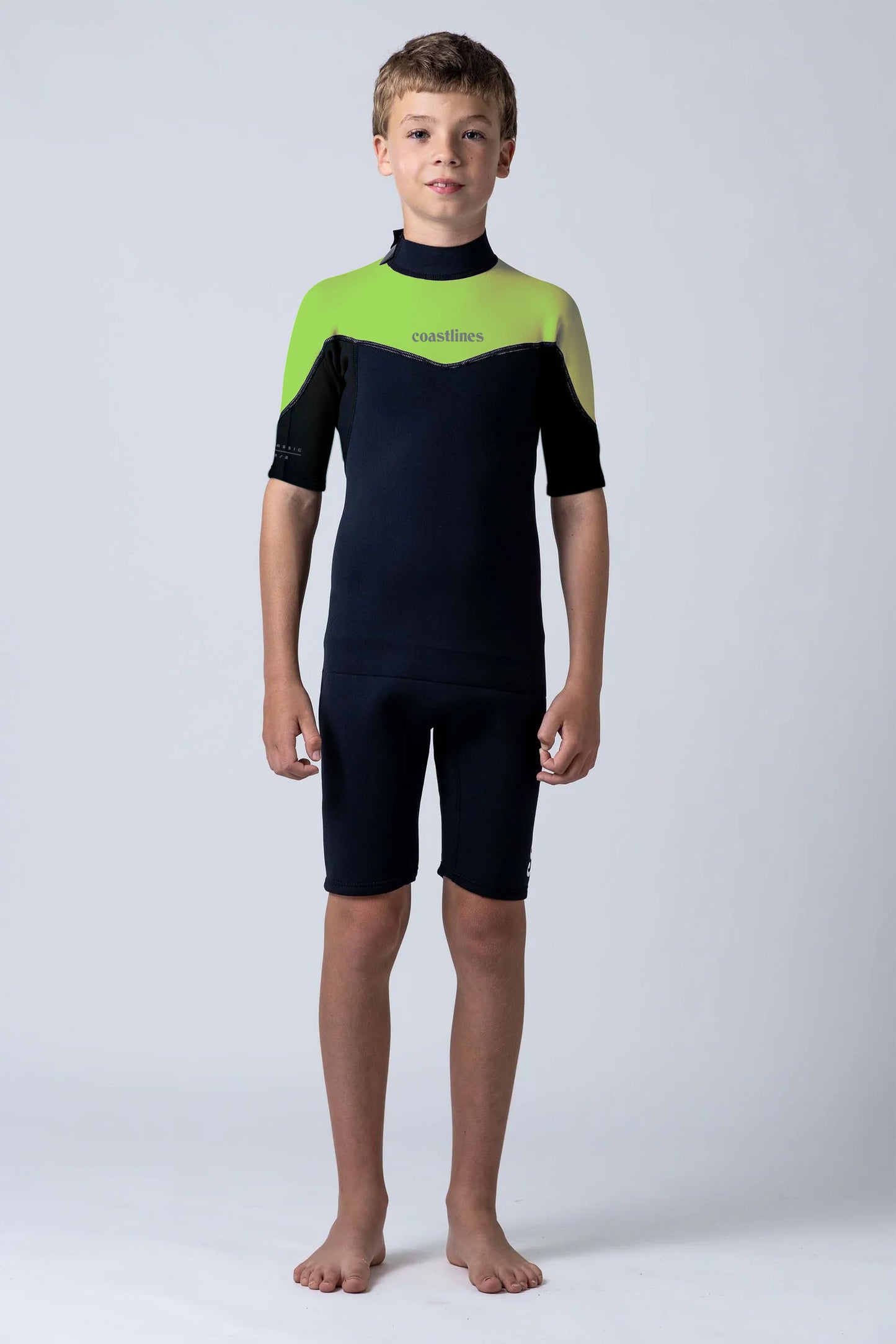 Classic Junior 2/2 Back Zip Springsuit - Lime / Black