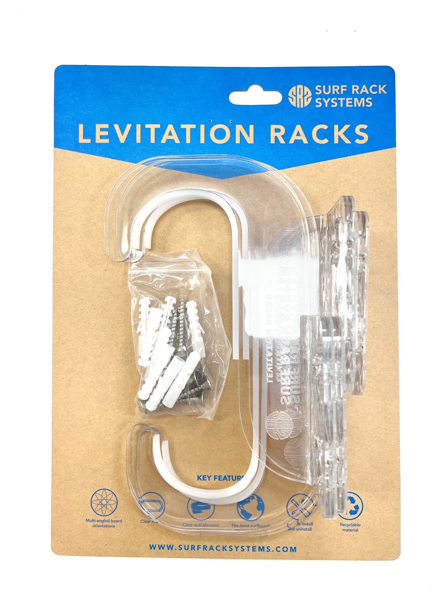 Clear Levitation Surfboard Wall Rack